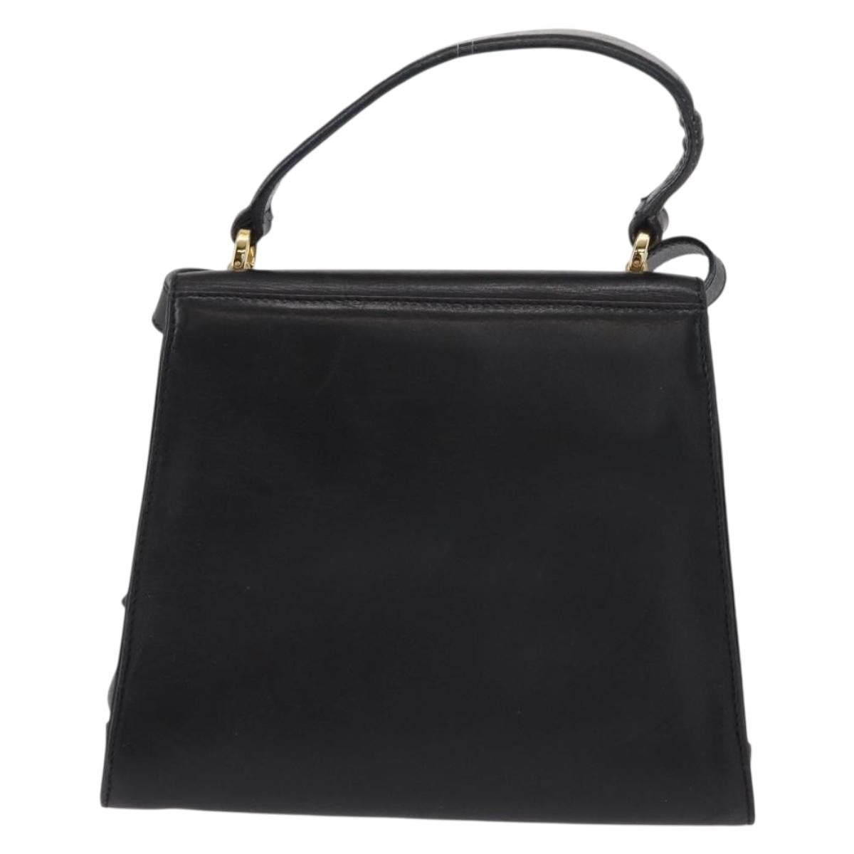 Salvatore Ferragamo Vintage Vara Bow Top Handle Bag Leather Black Leather Handbag (Authentic  )