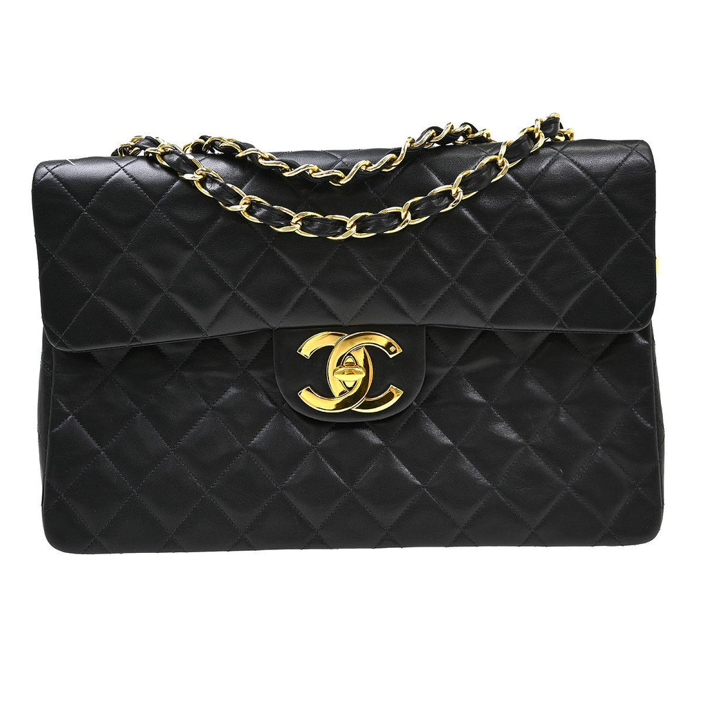 Chanel Flap Shoulder Bag Leather Black Leather Handbag ( )