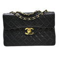 Chanel Flap Shoulder Bag Leather Black Leather Handbag ( )