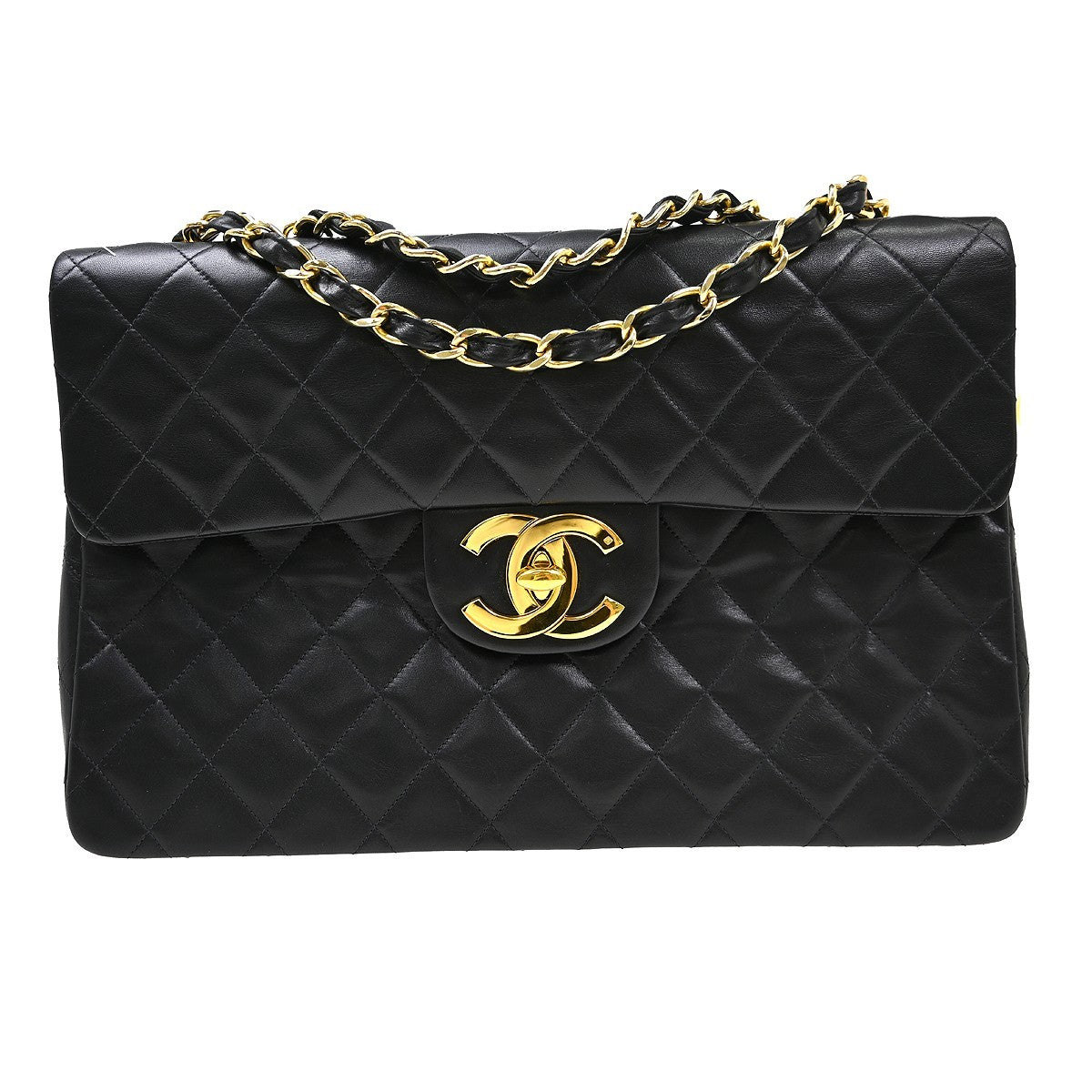 Chanel Flap Shoulder Bag Leather Black Leather Handbag ( )
