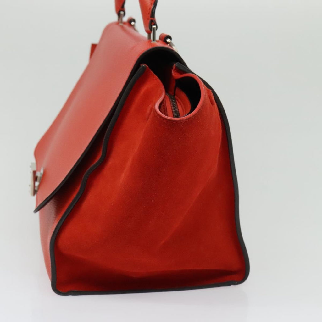 Celine Trapeze Bag Leather With Suede Red Leather Handbag (Authentic  )