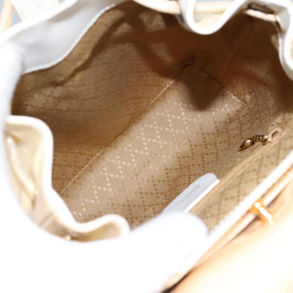 Gucci Vintage Bamboo Backpack Patent Beige Patent_Leather Backpack Bag (Authentic  )