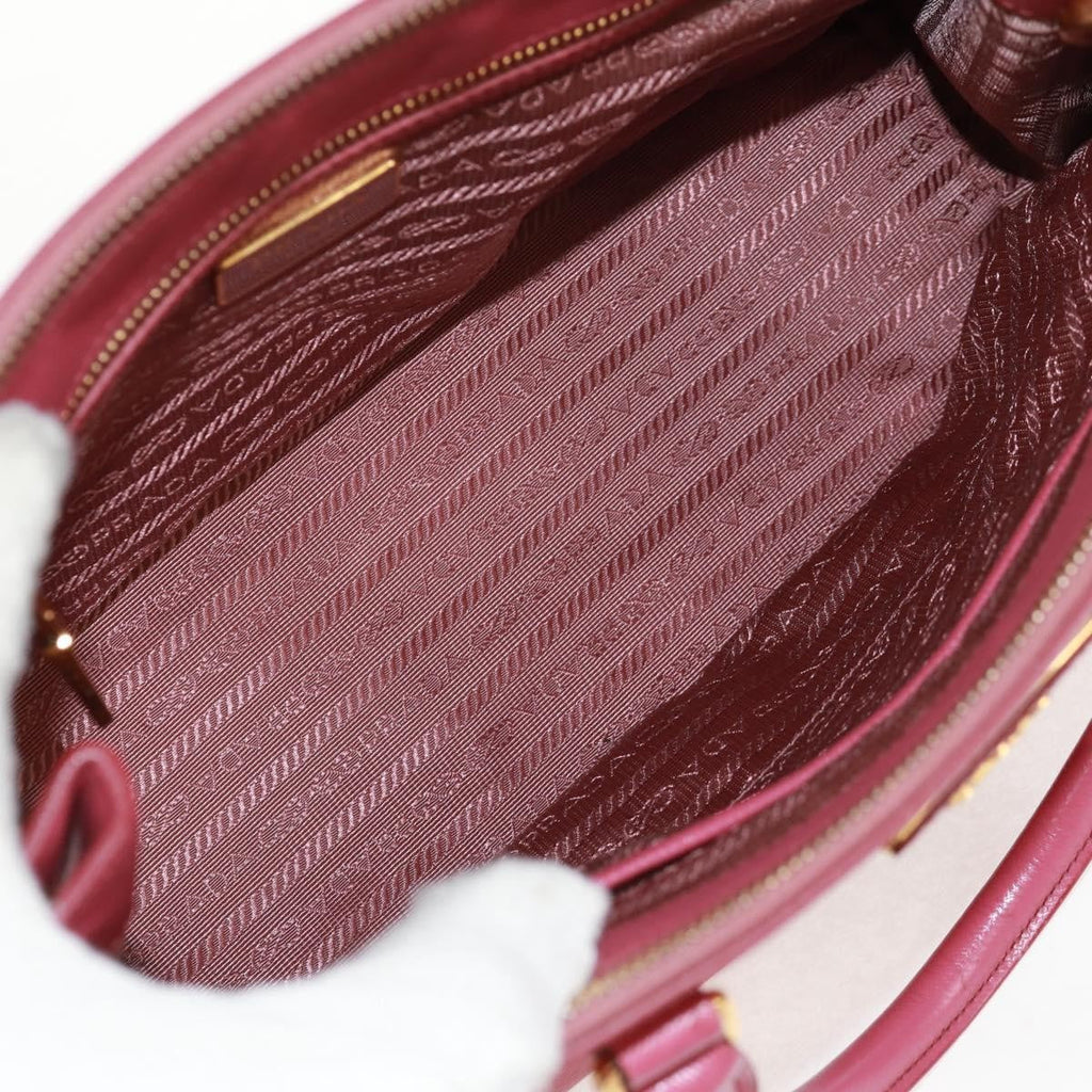 Prada Double Zip Lux Tote Saffiano Leather Pink Leather Handbag ( )