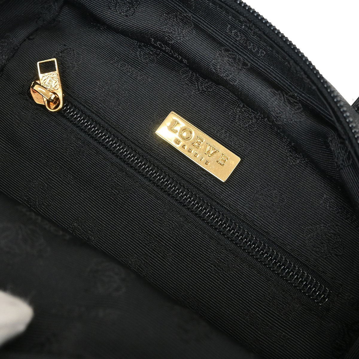 Loewe Anagram Handbag Leather Black Leather Handbag (Authentic  )