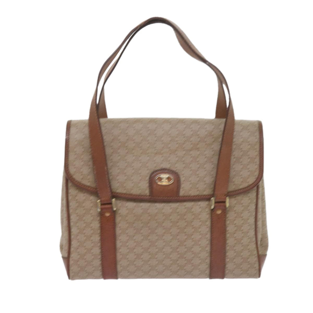 Celine Vintage Macadam Handbag Canvas And Leather Beige Canvas Handbag (Authentic  )