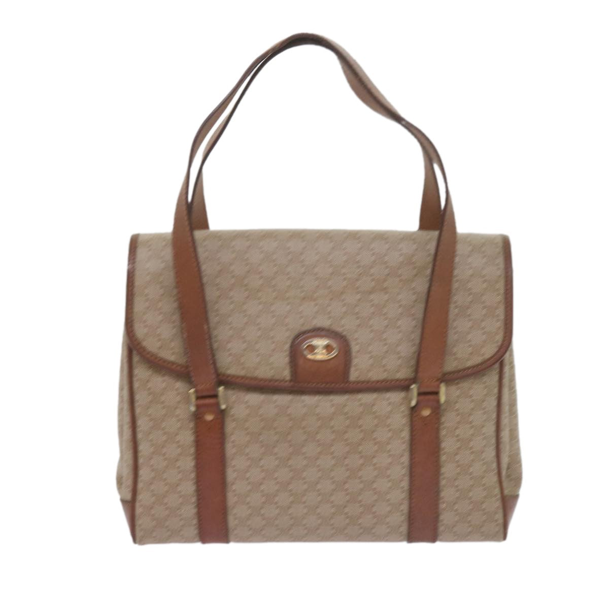 Celine Vintage Macadam Handbag Canvas And Leather Beige Canvas Handbag (Authentic  )