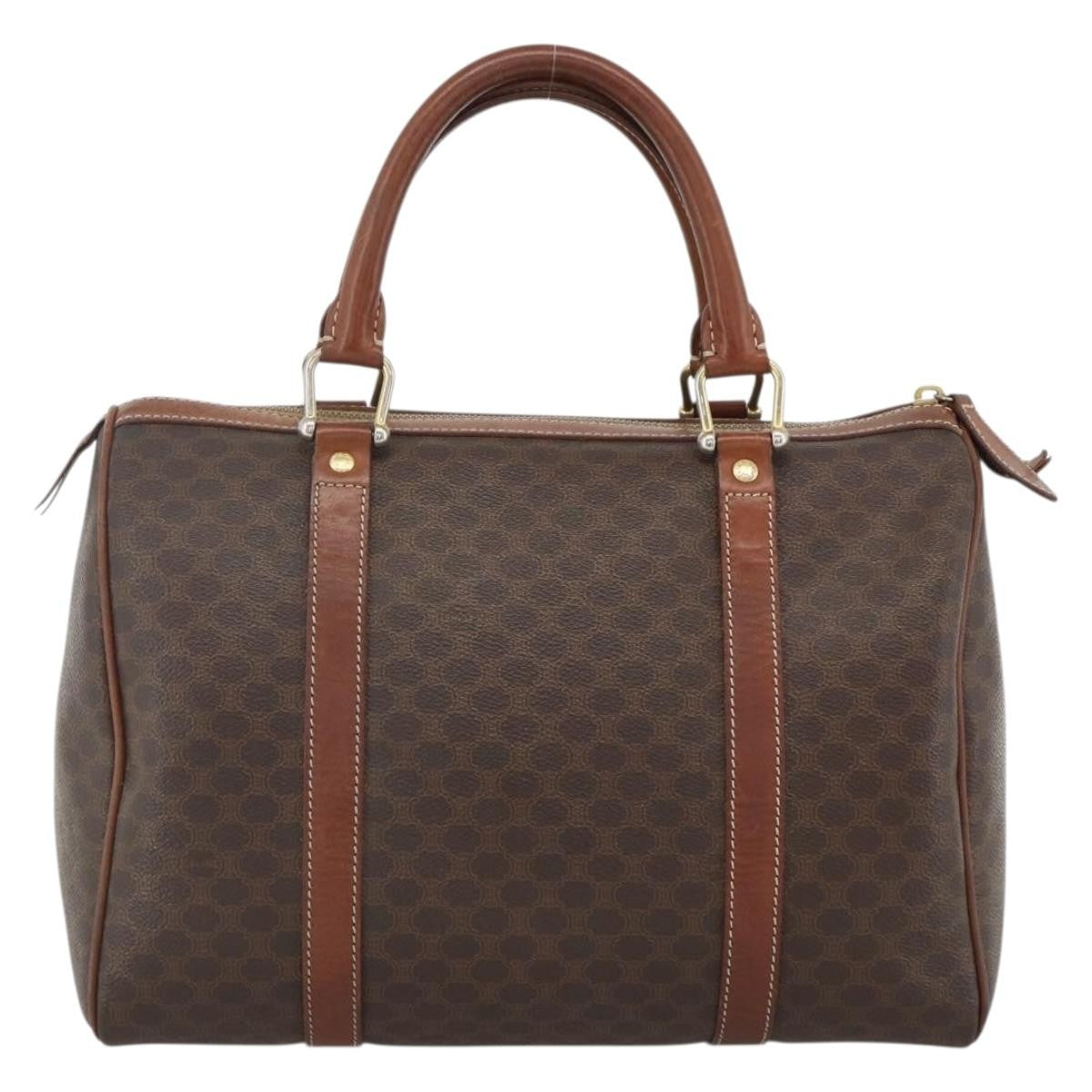 Celine Macadam Handbag Macadam With Leather Brown Canvas Handbag (Authentic  )