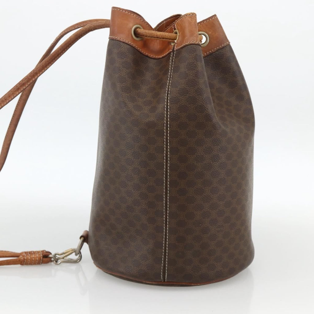 Celine Vintage Macadam Backpack Canvas And Leather Brown Canvas Backpack Bag ( )