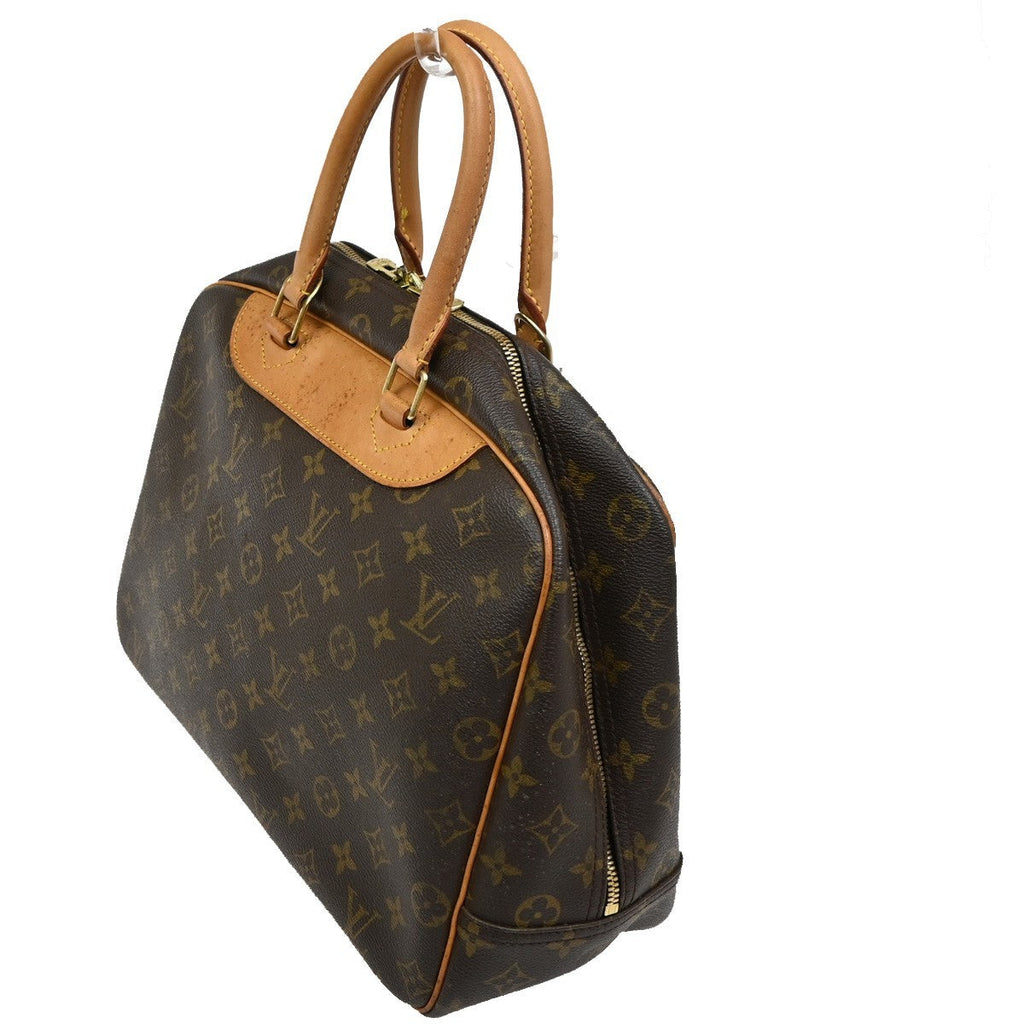Louis Vuitton Deauville Handbag Monogram Canvas Brown Leather Handbag (Authentic  )