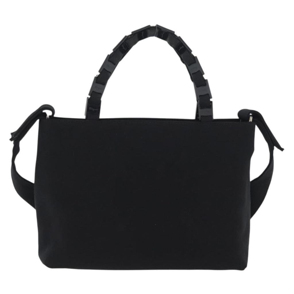 Salvatore Ferragamo Vintage Handbag Canvas Black Canvas Handbag (Authentic  )