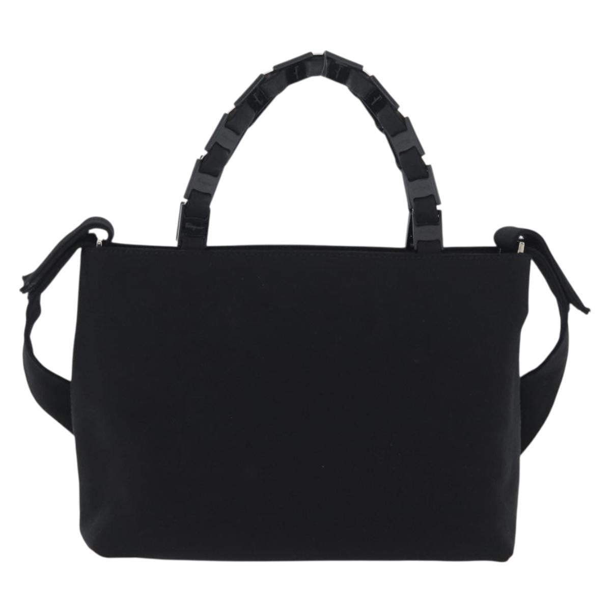 Salvatore Ferragamo Vintage Handbag Canvas Black Canvas Handbag (Authentic  )