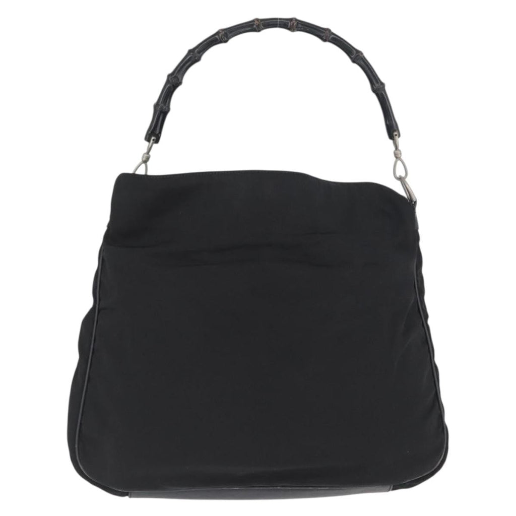 Gucci Vintage Bamboo Handle Bag Nylon Black Nylon Handbag ( )