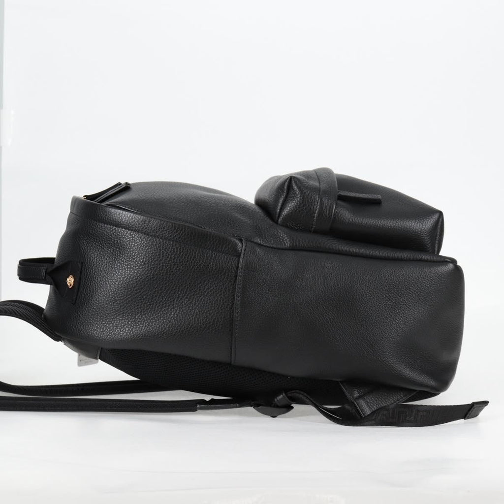 Versace Medusa Zip Backpack Leather Black Leather Backpack Bag (Authentic  )