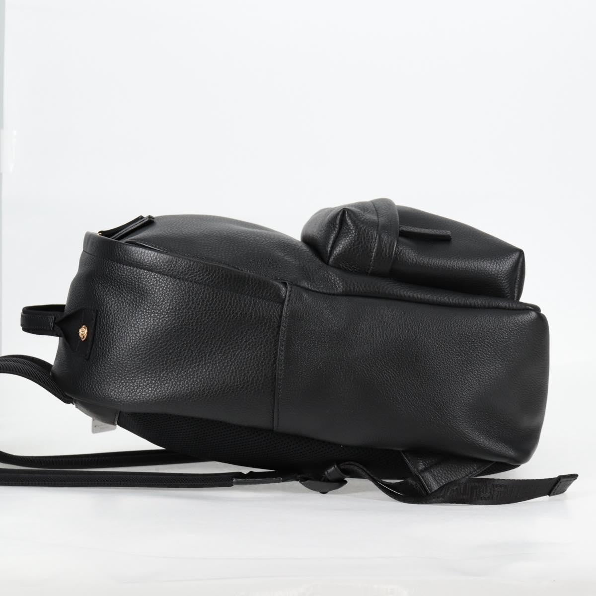 Versace Medusa Zip Backpack Leather Black Leather Backpack Bag (Authentic  )
