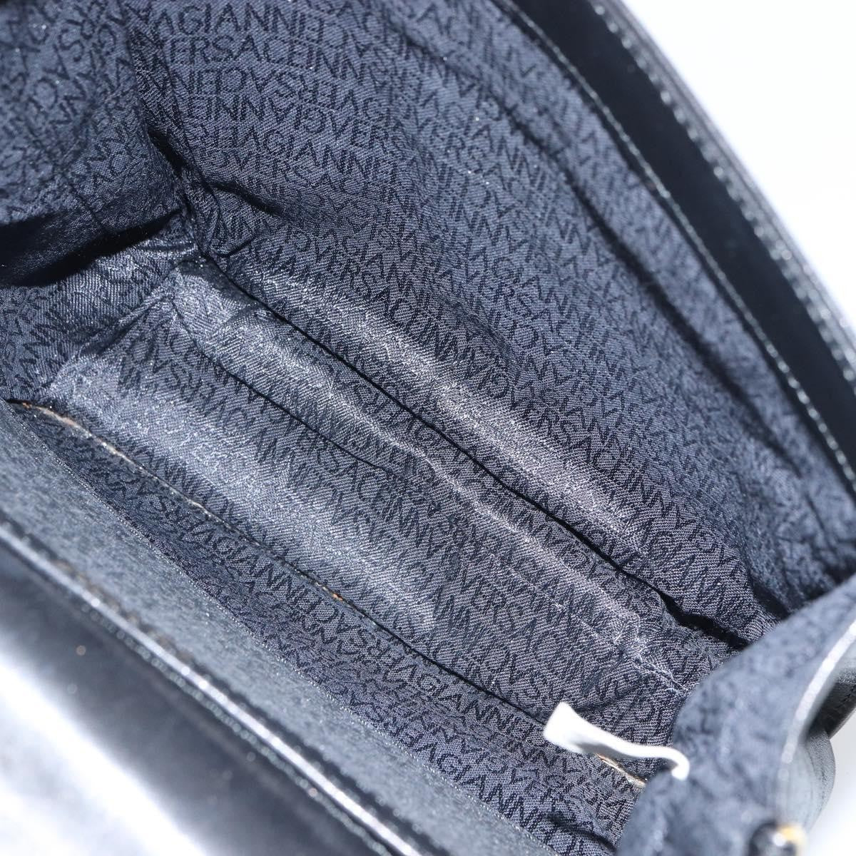 Versace Vintage Handbag Leather Black Leather Handbag (Authentic  )