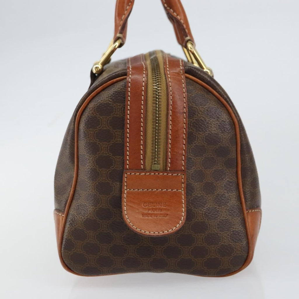 Celine Vintage Macadam Handbag Canvas And Leather Brown Canvas Handbag (Authentic  )