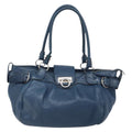 Salvatore Ferragamo Gancini Handbag Leather Blue Leather Handbag (Authentic  )