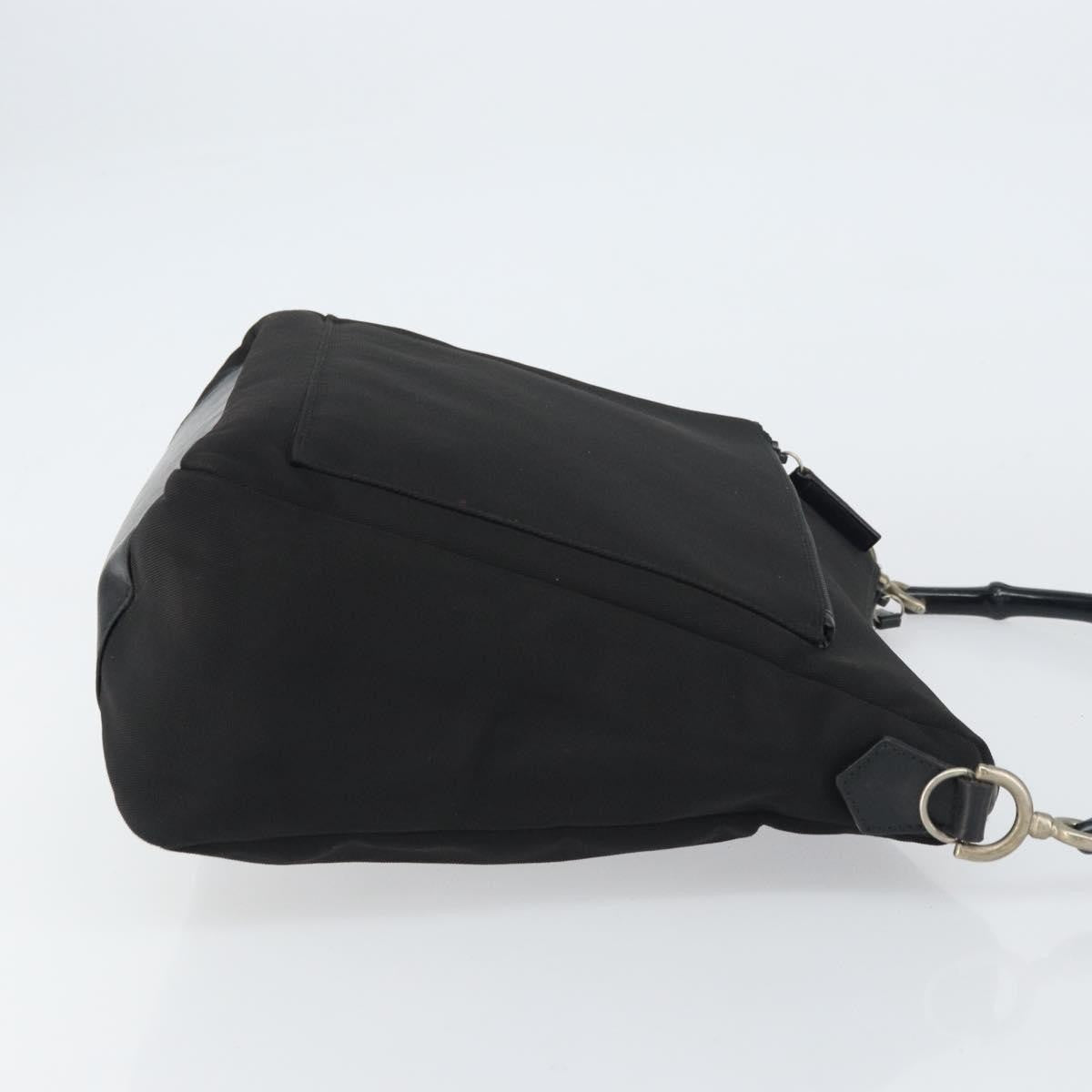Gucci Vintage Bamboo Handle Bag Nylon Black Nylon Handbag ( )