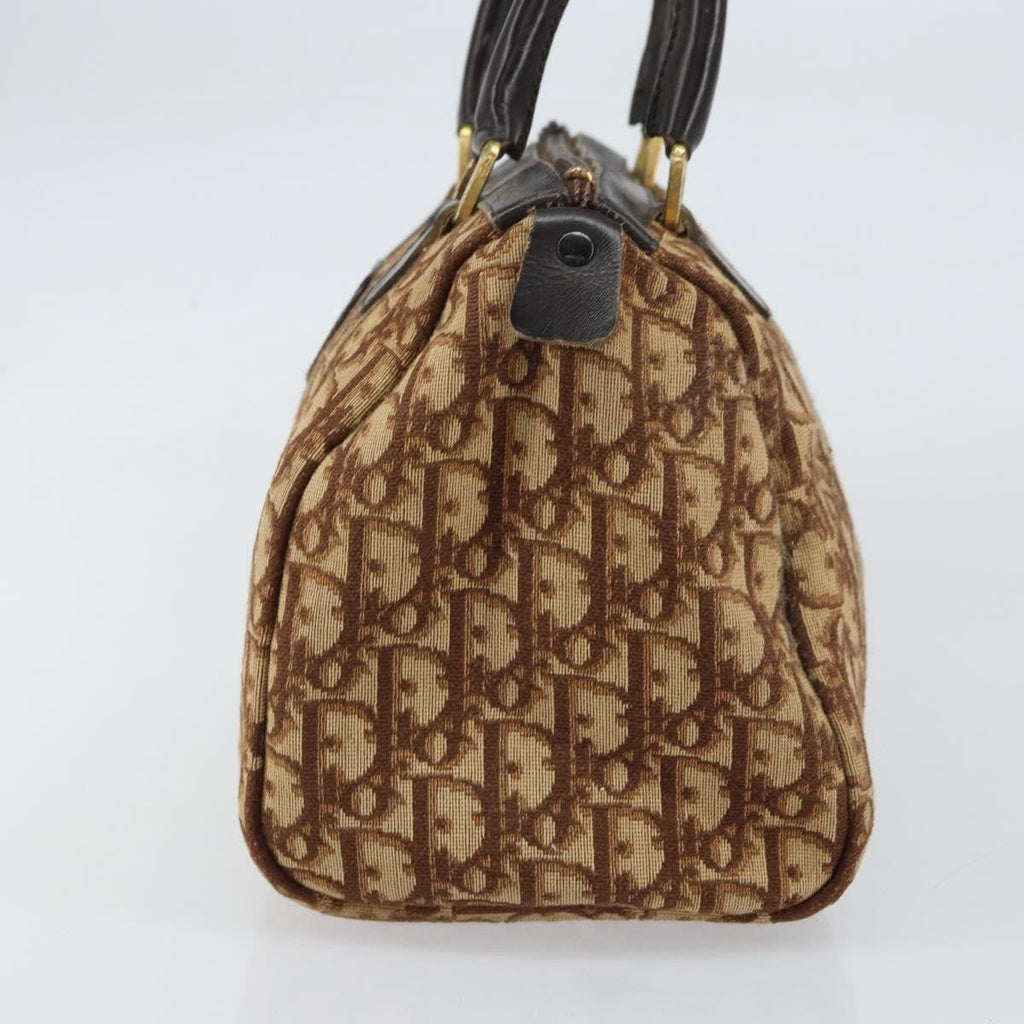 Christian Dior Vintage Cd Trotter Handbag Canvas Brown Canvas Handbag (Authentic  )