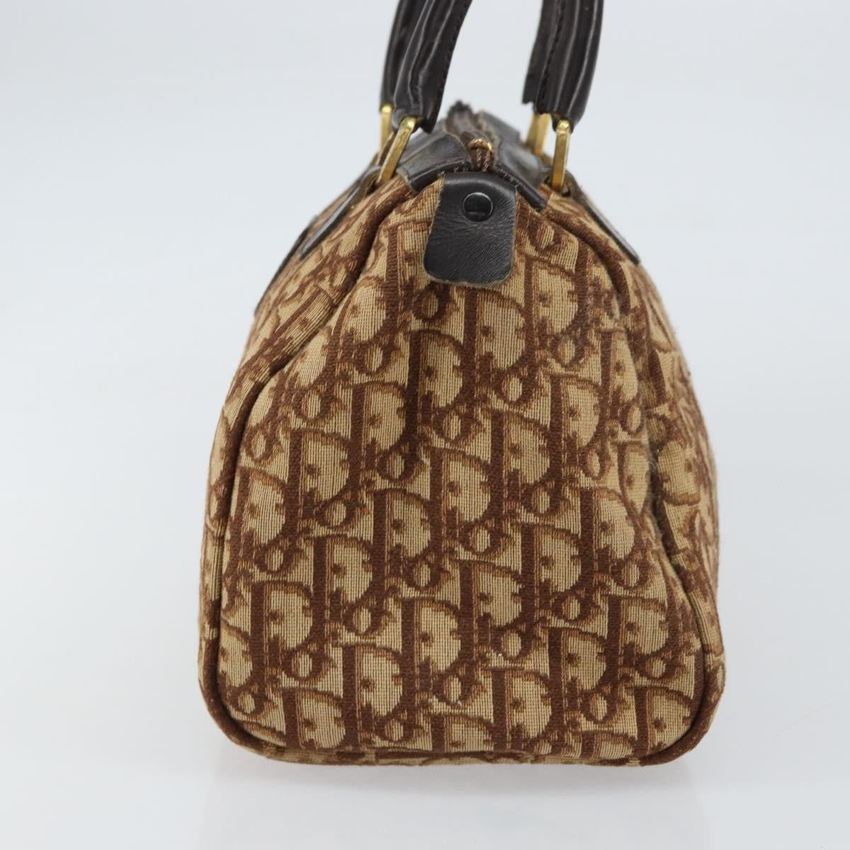 Christian Dior Vintage Cd Trotter Handbag Canvas Brown Canvas Handbag (Authentic  )