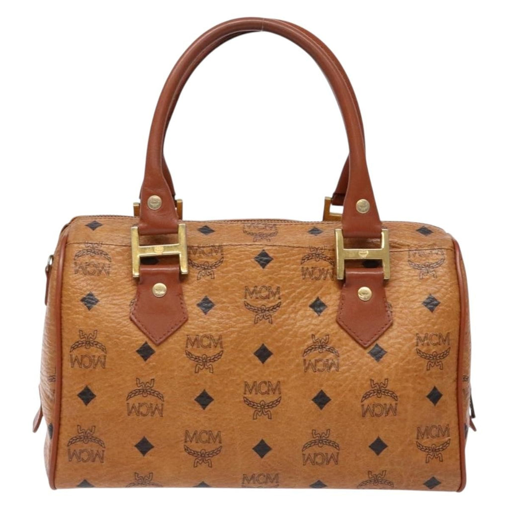 MCM Visetos Logogramme Handbag Canvas And Leather Brown Pvc Handbag (Authentic  )
