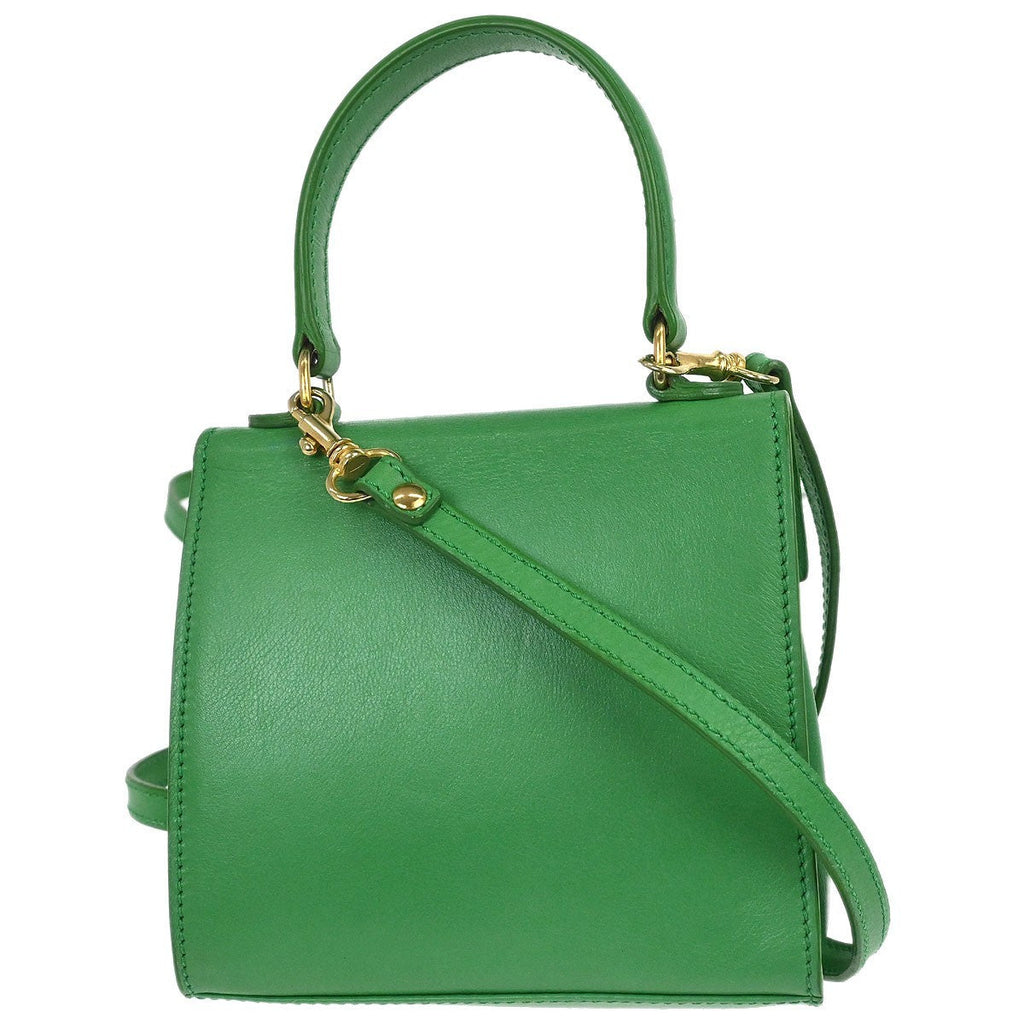 Celine Handbag Leather Green Leather Handbag (Authentic  )