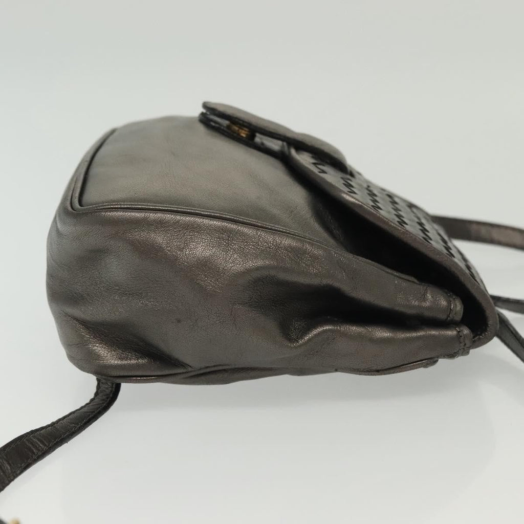 Bottega Veneta Intrecciato Backpack Patent Leather Metallic Leather Backpack Bag (Authentic  )