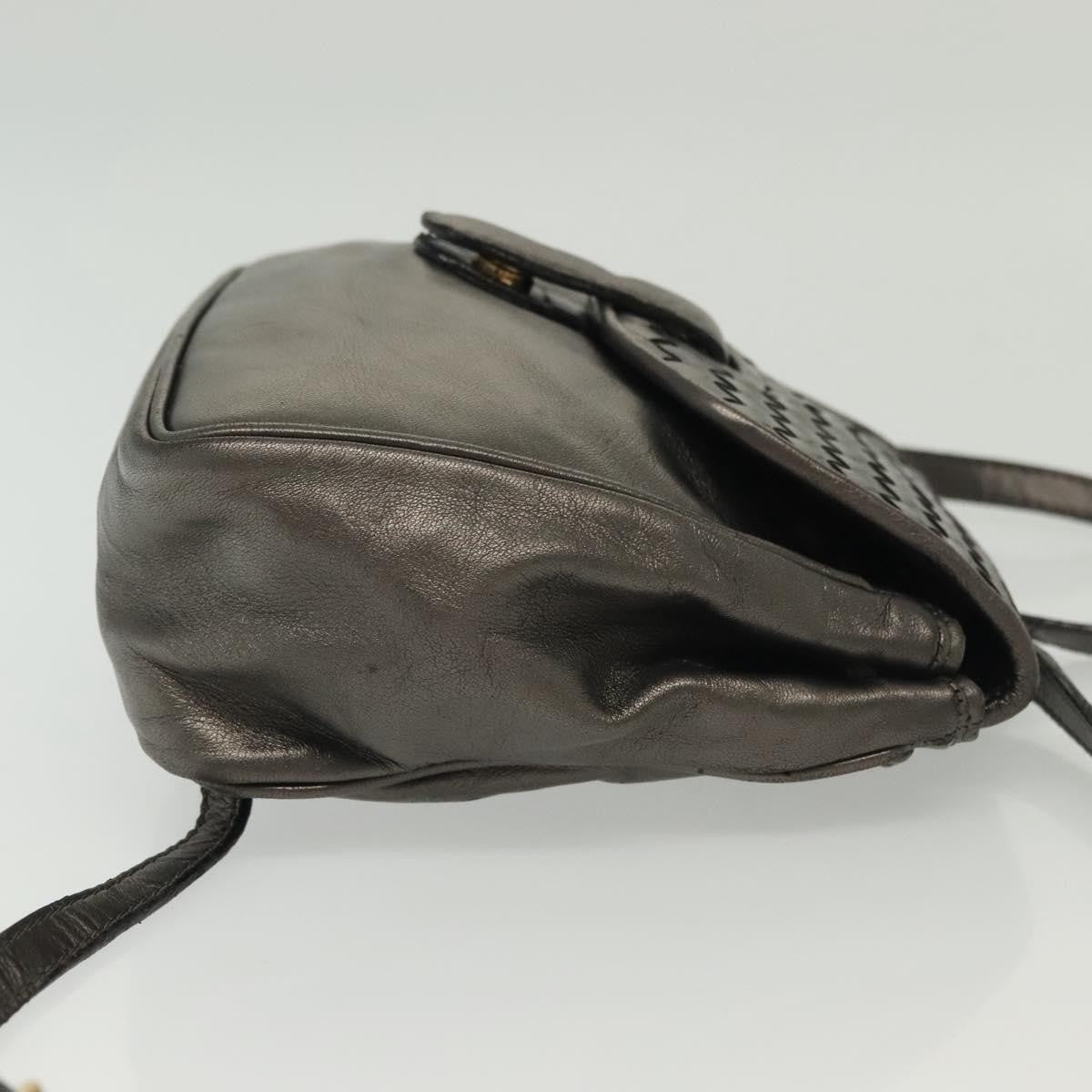 Bottega Veneta Intrecciato Backpack Patent Leather Metallic Leather Backpack Bag (Authentic  )