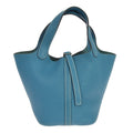 Hermes Picotin Bag Clemence Blue Leather Handbag ( )