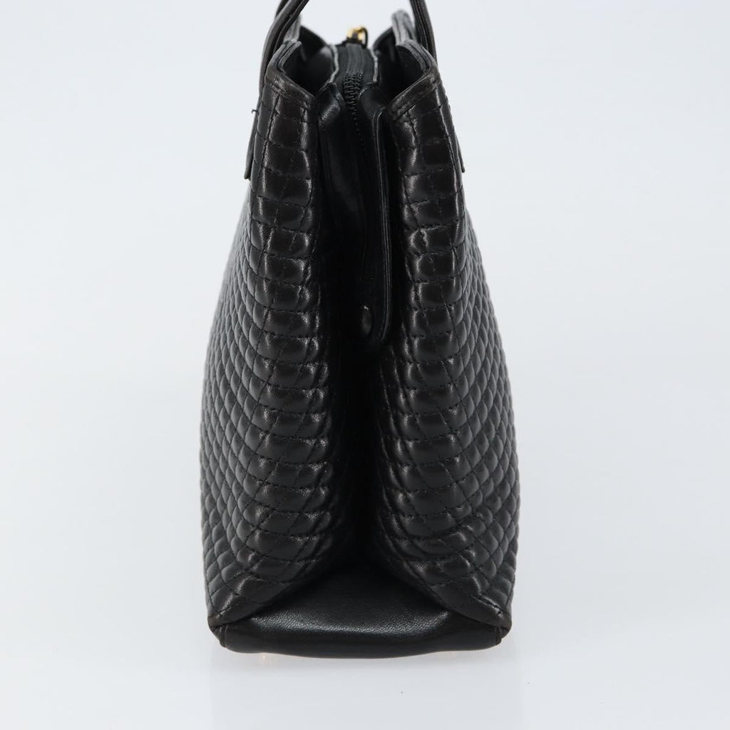 Bally Vintage Handbag Quilted Leather Black Leather Handbag (Authentic  )
