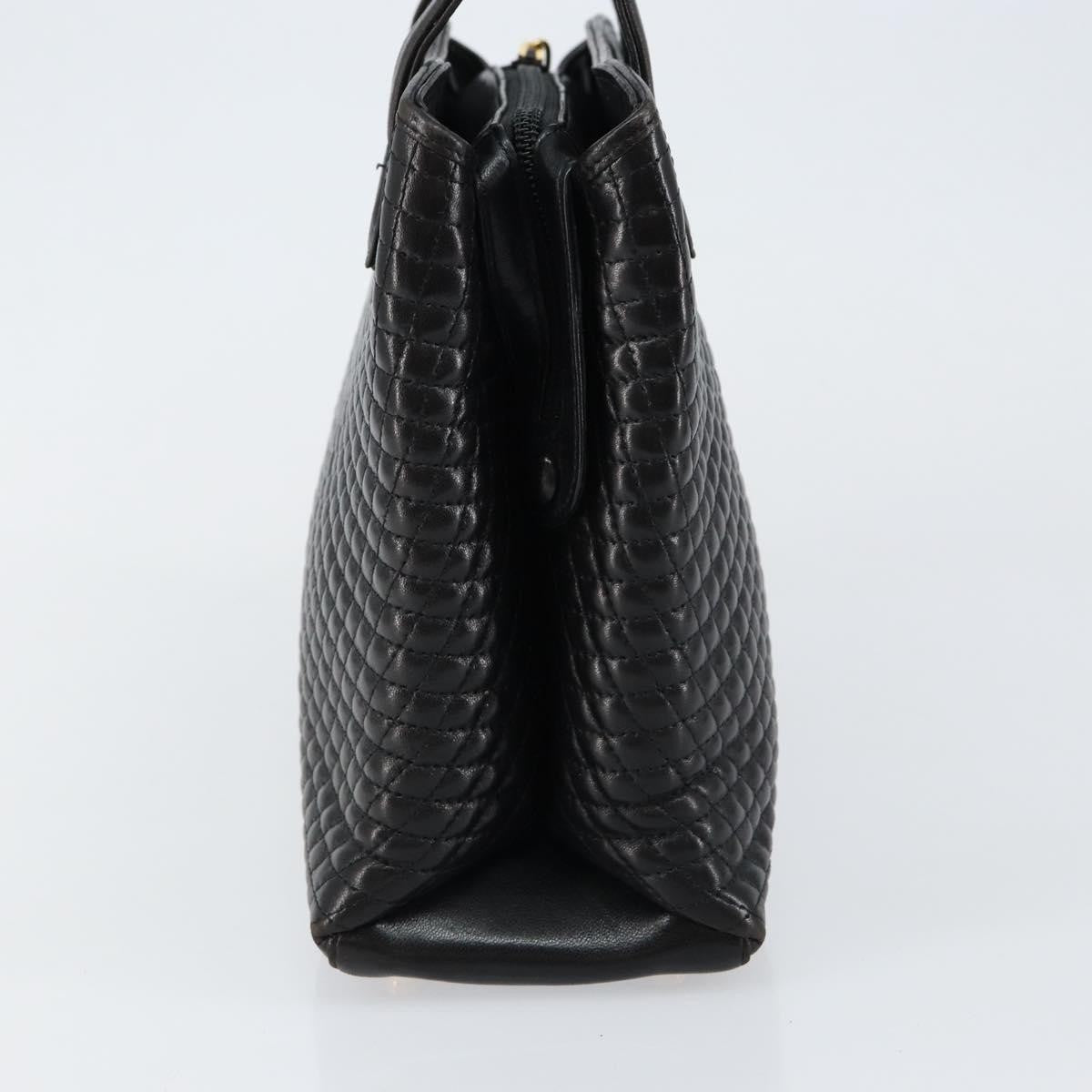 Bally Vintage Handbag Quilted Leather Black Leather Handbag (Authentic  )