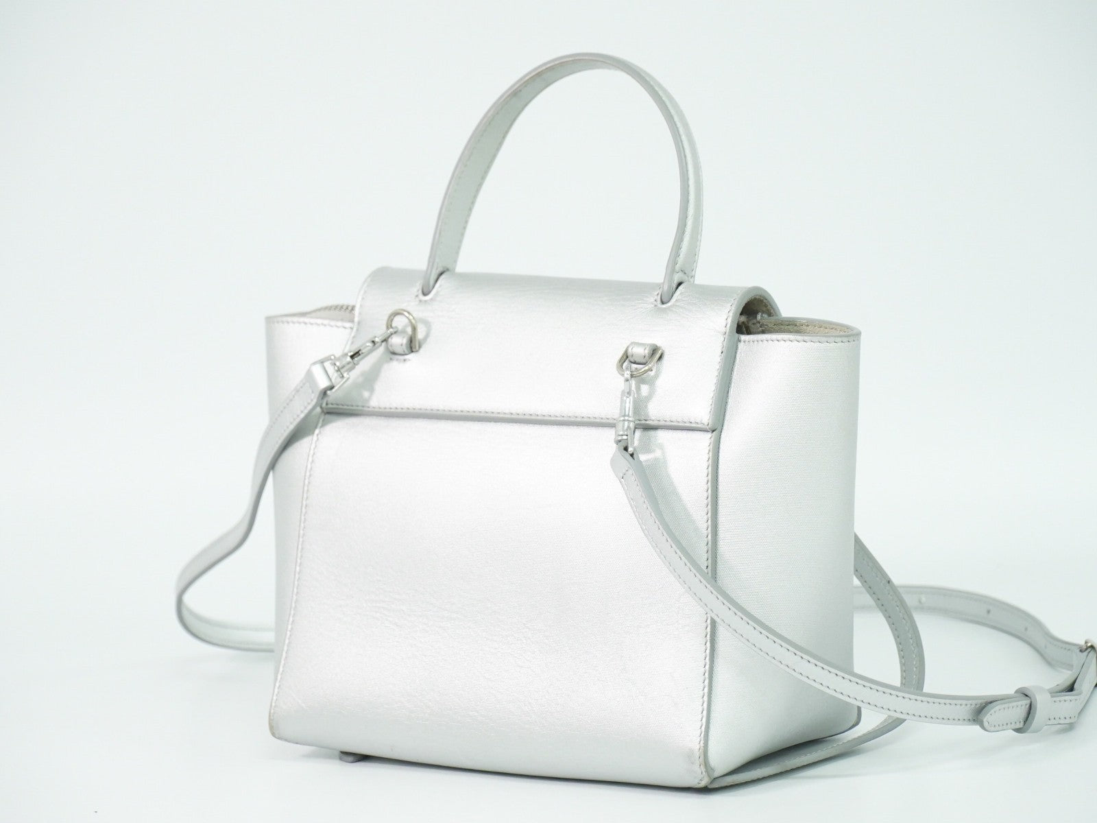 Celine Belt Bag Textured Leather Silver Leather Handbag (Authentic  )
