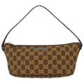 Gucci Baguette Shoulder Bag Gg Canvas And Leather Brown Canvas Handbag ( )