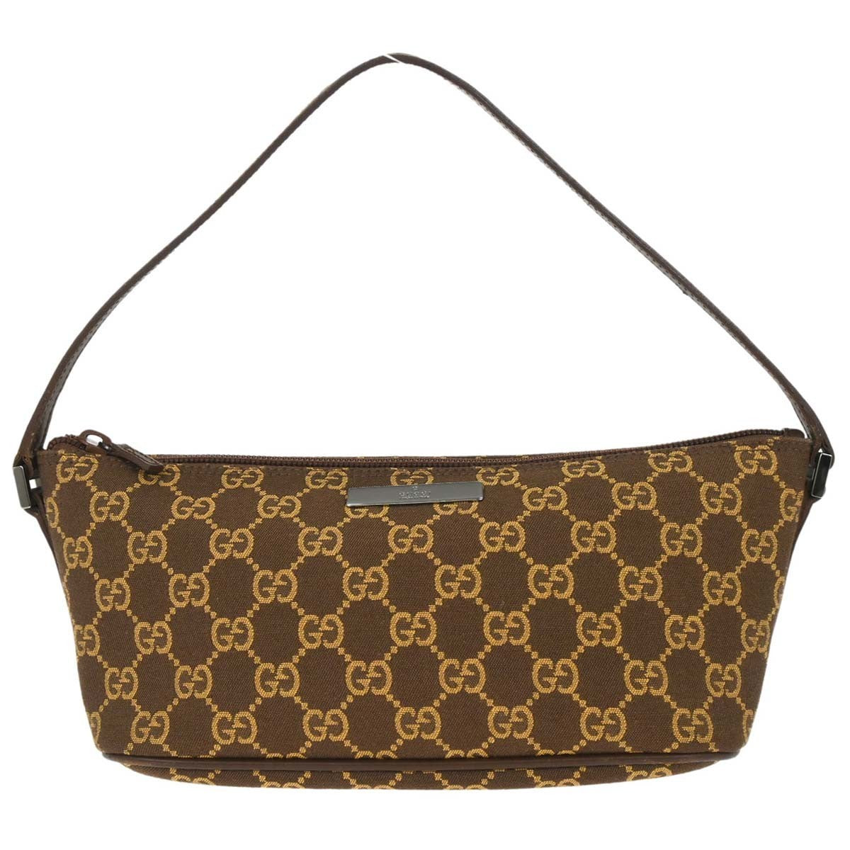 Gucci Baguette Shoulder Bag Gg Canvas And Leather Brown Canvas Handbag ( )