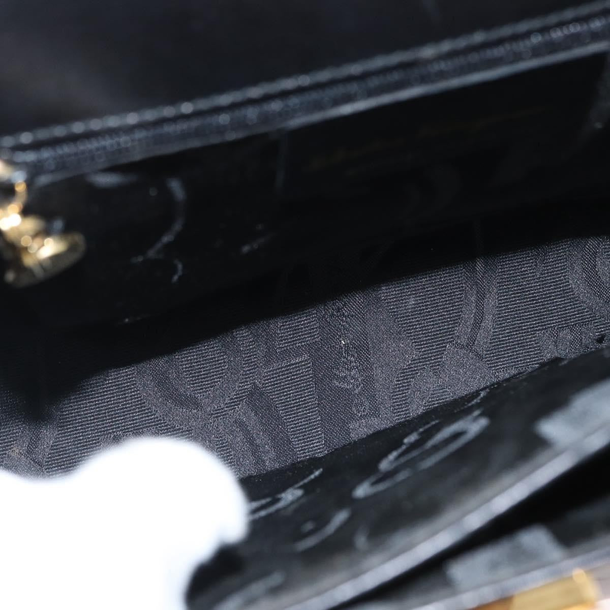 Salvatore Ferragamo Convertible Top Handle Bag Leather Black Leather Handbag (Authentic  )