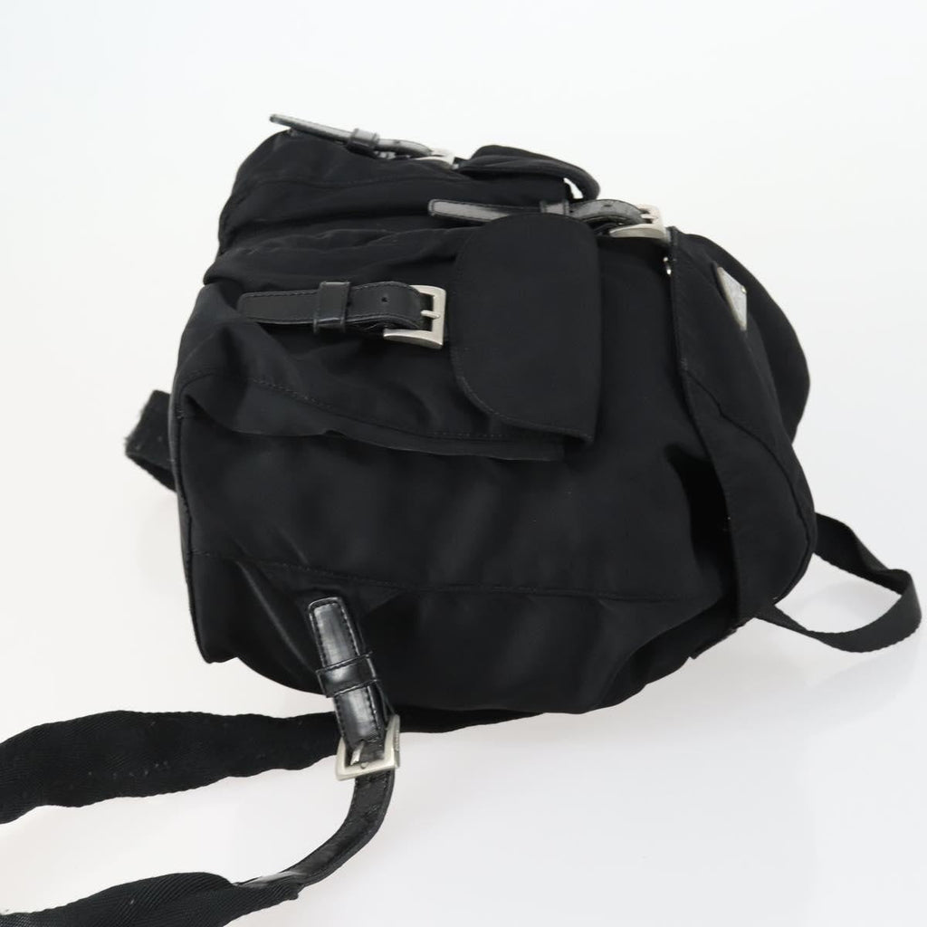 Prada Vela Double Front Pocket Backpack Tessuto With Saffiano Leather Black Nylon Backpack Bag (Authentic  )