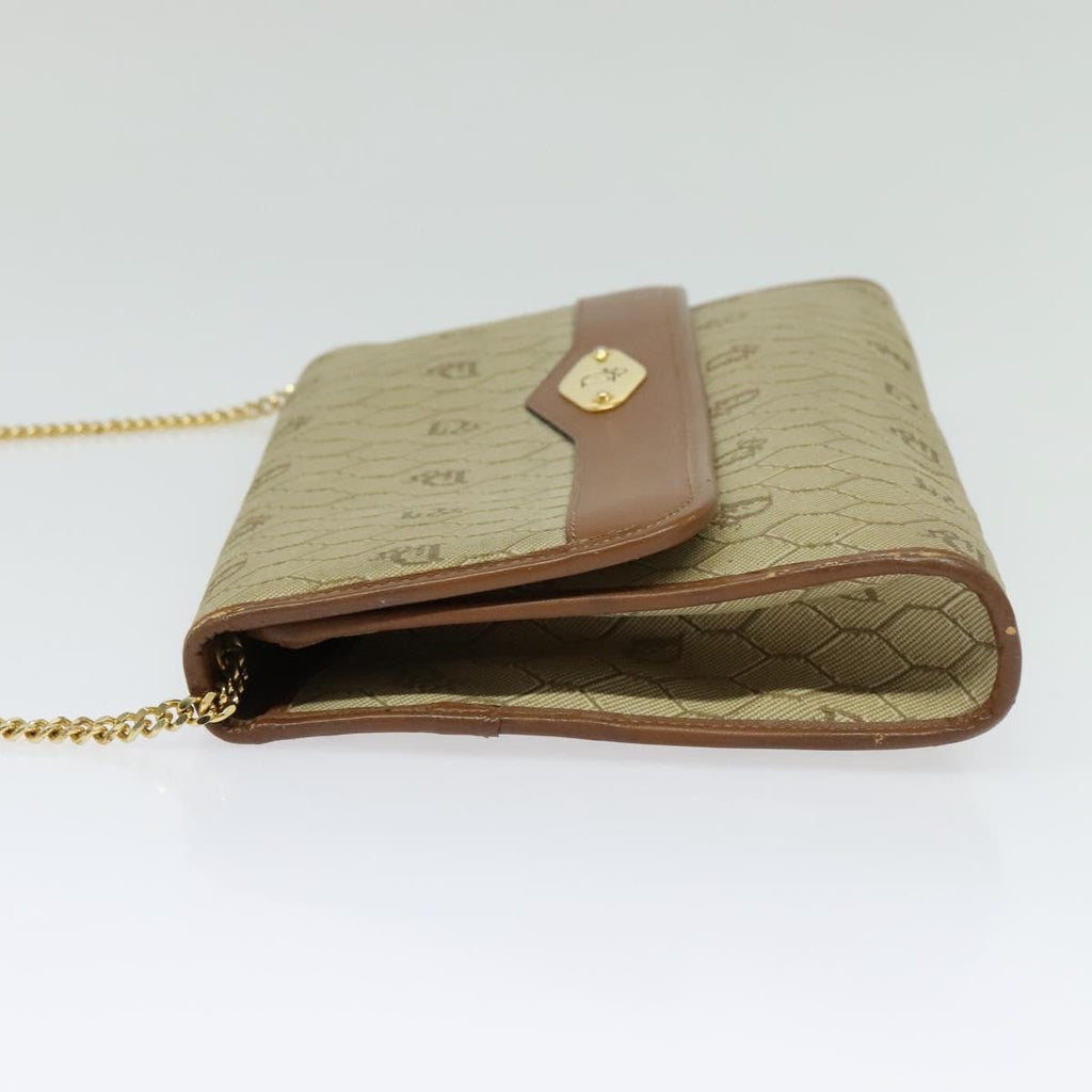 Christian Dior Vintage Honeycomb Chain Canvas Beige Canvas Bag (Authentic  )