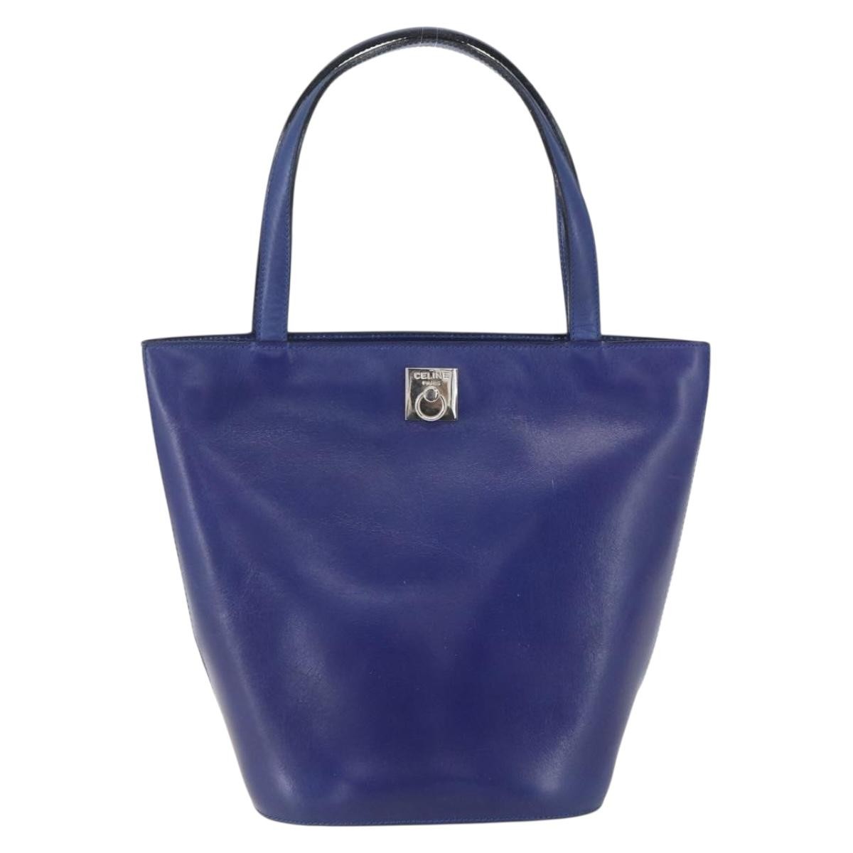 Celine Handbag Leather Blue Leather Handbag (Authentic  )