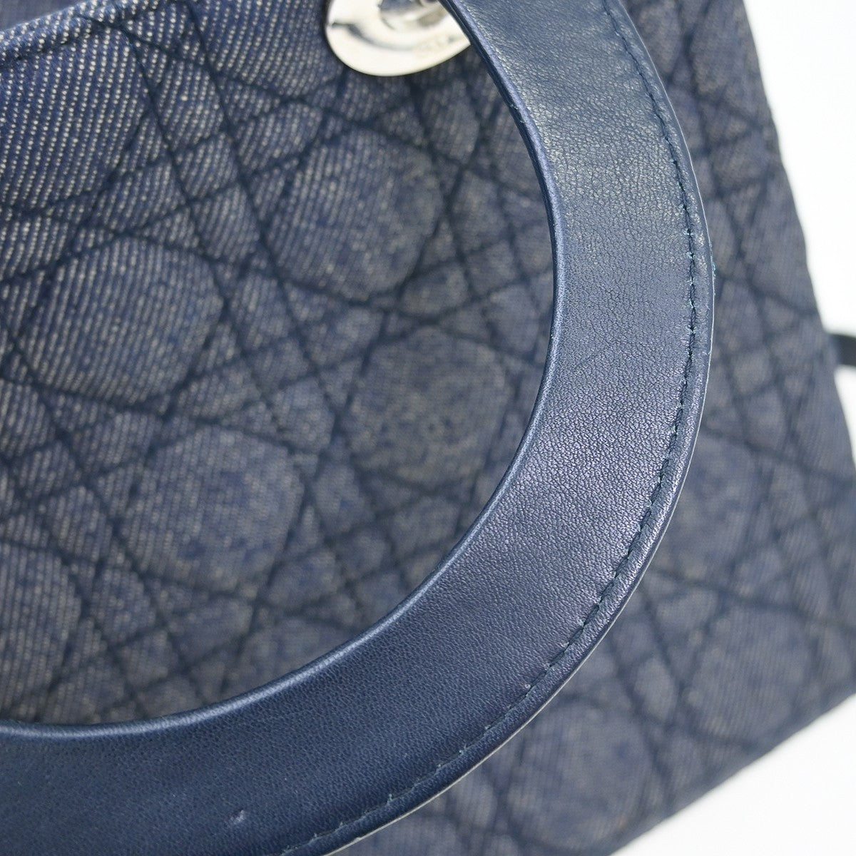 Christian Dior Lady Dior Bag Denim Blue Canvas Handbag ( )