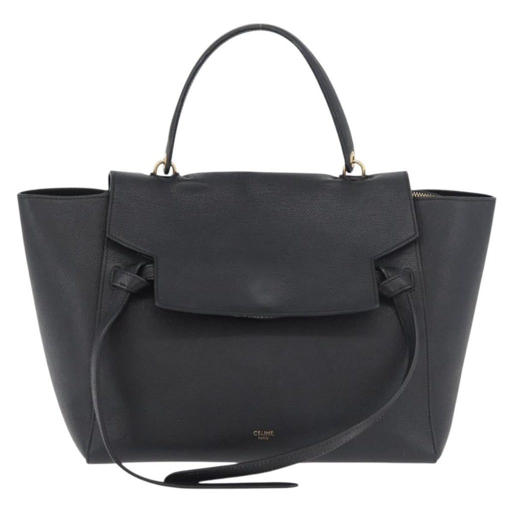 Celine Belt Bag Textured Leather Black Leather Handbag ( )