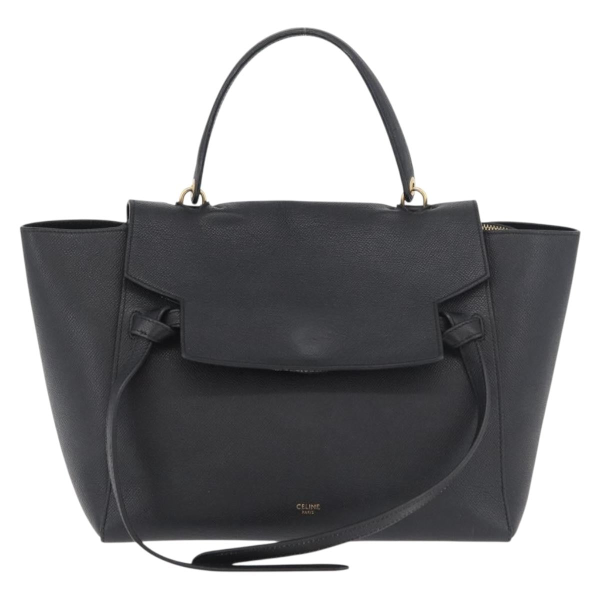 Celine Belt Bag Textured Leather Black Leather Handbag ( )