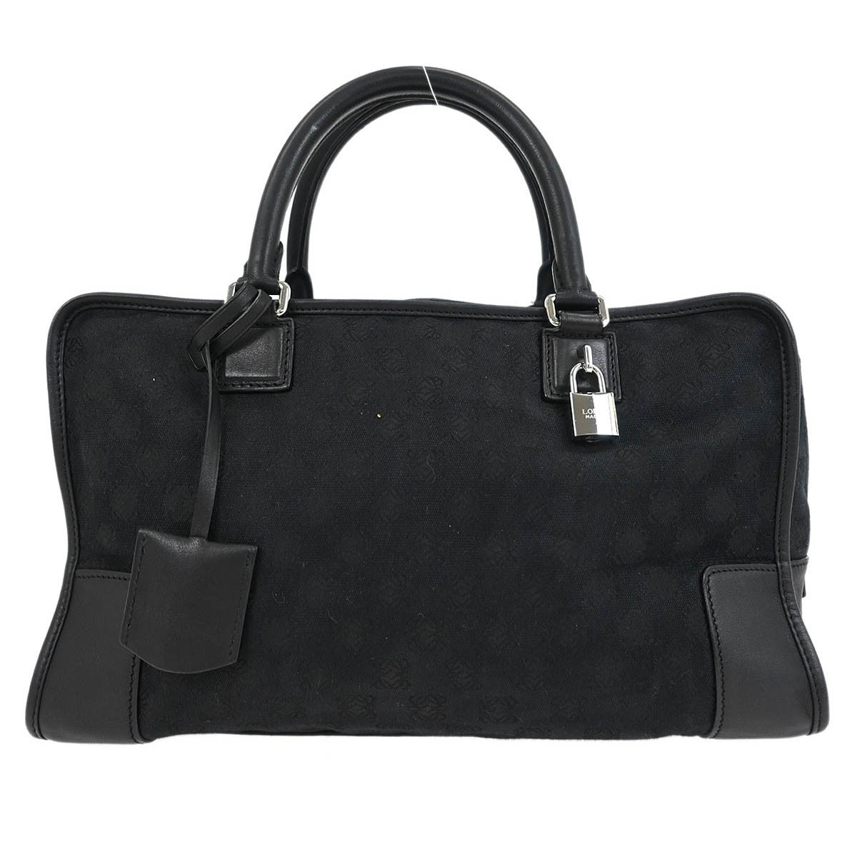Loewe Amazona Bag Leather And Jacquard Canvas Black Canvas Handbag (Authentic  )