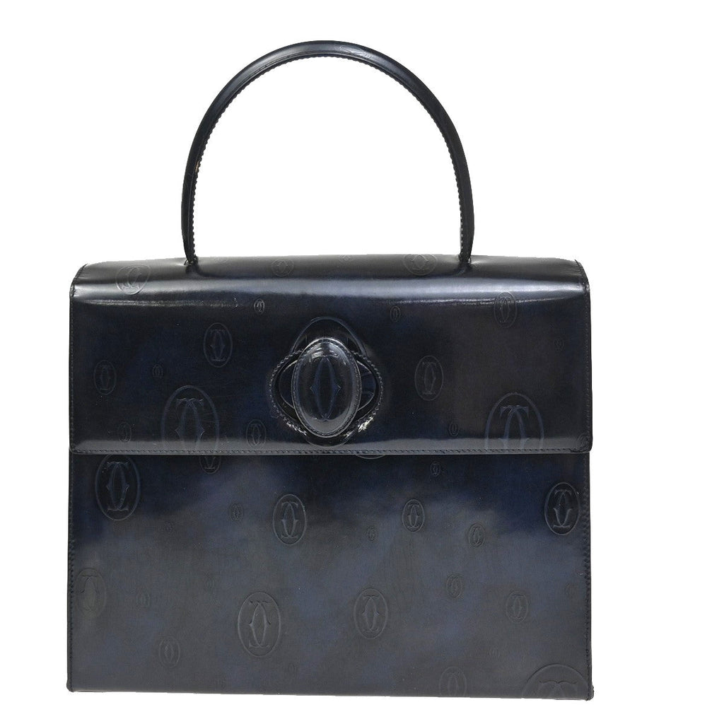 Cartier Happy Birthday Handbag Patent Leather Navy Patent_Leather Handbag (Authentic  )