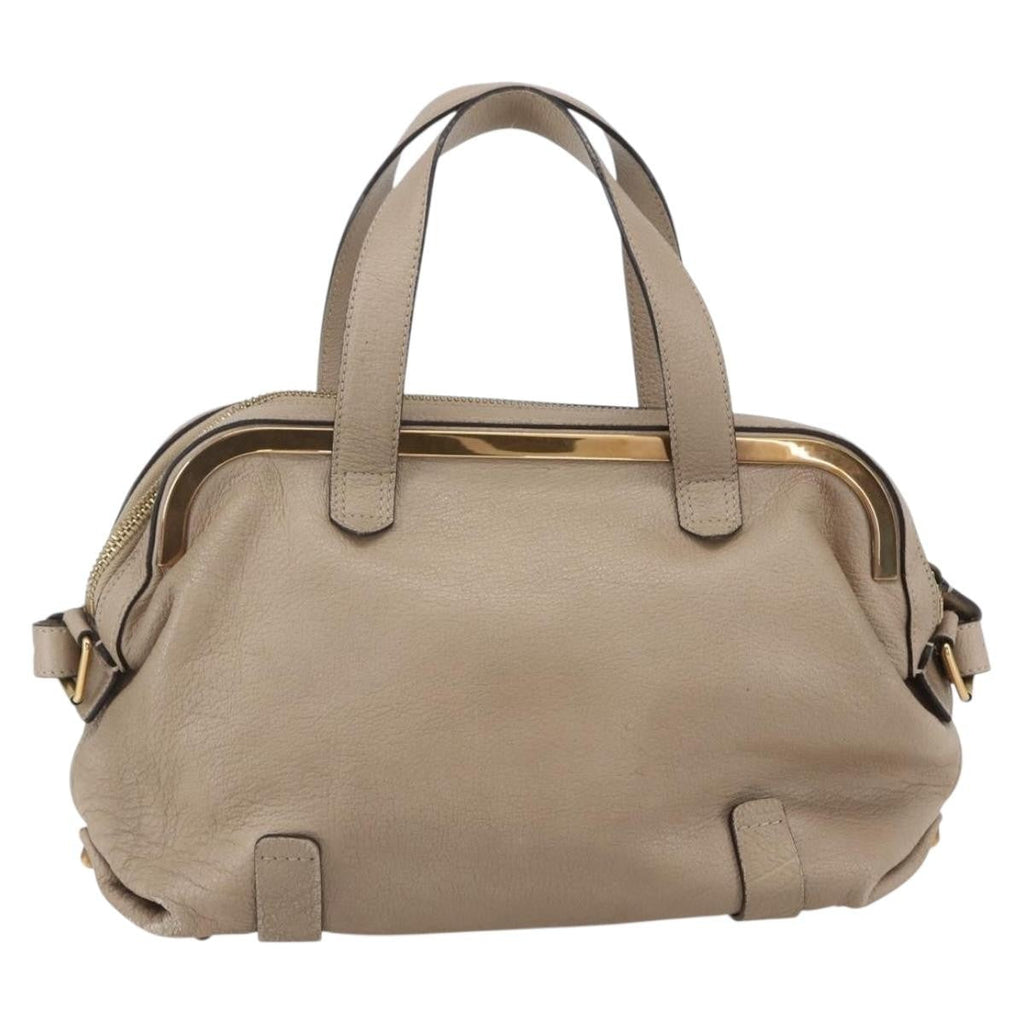 Chloe Abby Convertible Frame Satchel Leather With Suede Beige Leather Handbag (Authentic  )