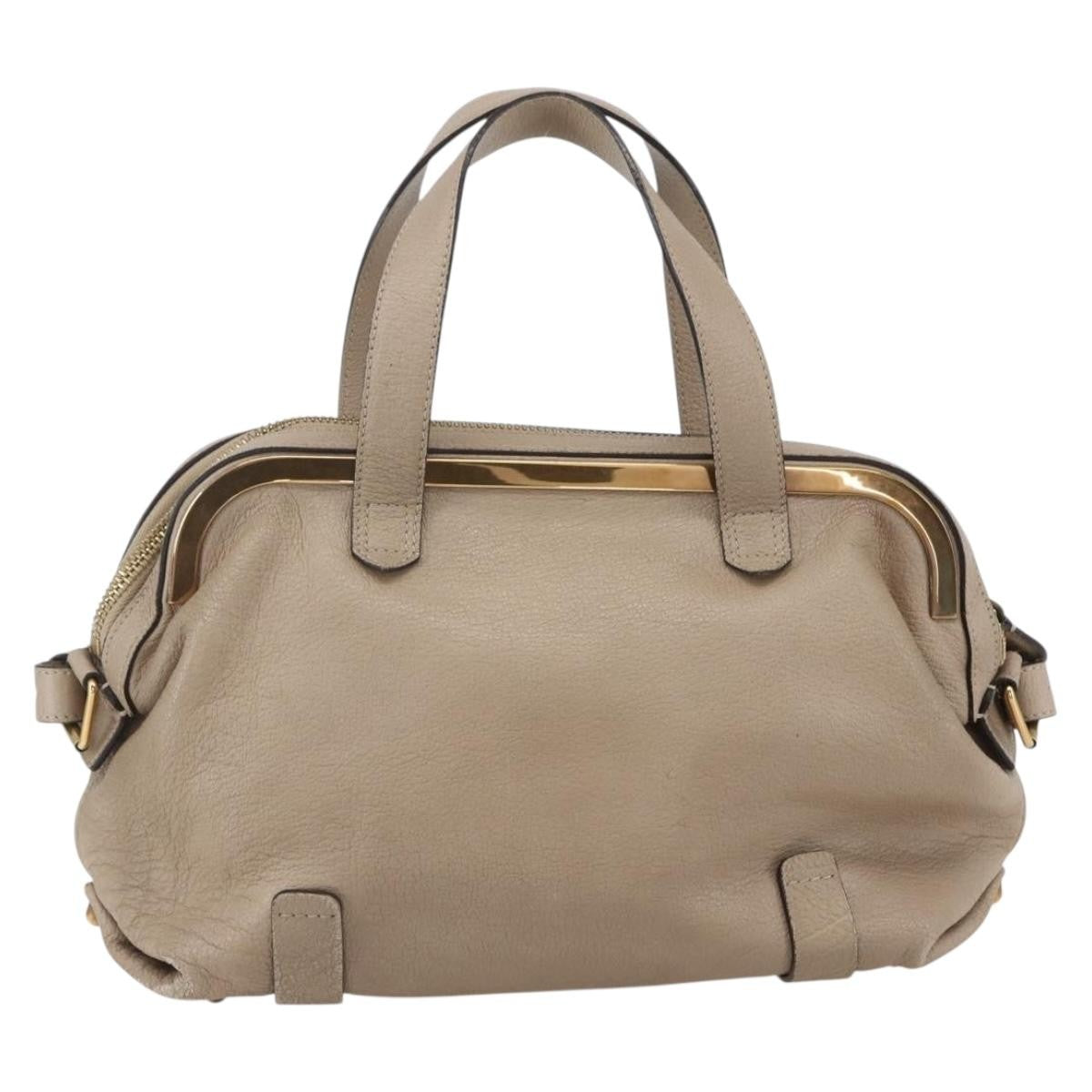 Chloe Abby Convertible Frame Satchel Leather With Suede Beige Leather Handbag (Authentic  )