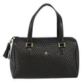 Bally Vintage Handbag Quilted Leather Black Leather Handbag (Authentic  )