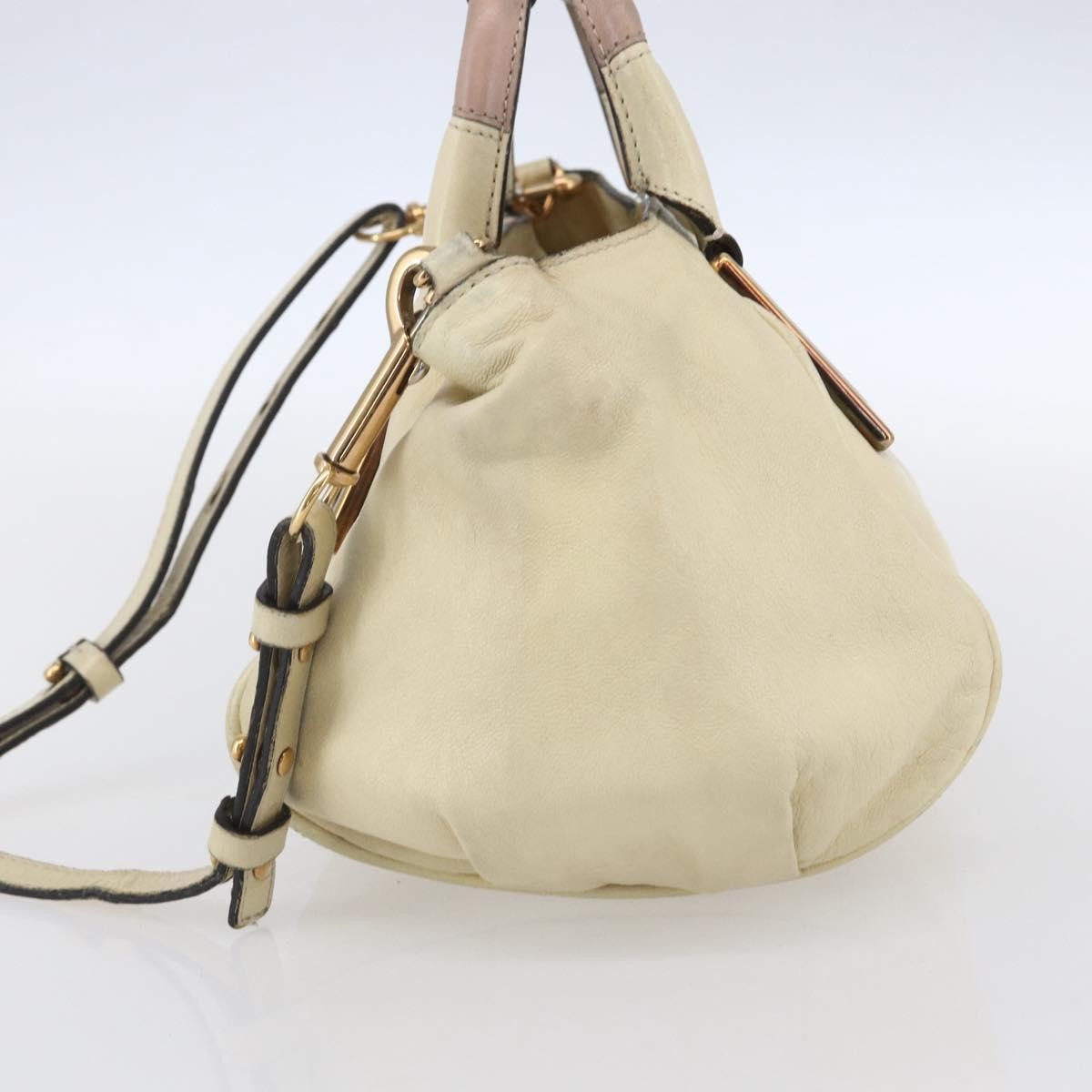 Chloe Ethel Handbag Leather White Leather Handbag (Authentic  )