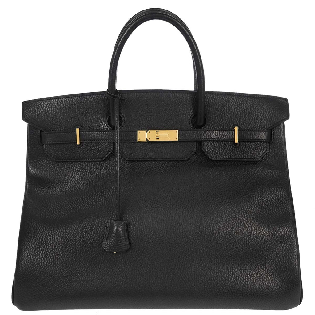 Hermes Birkin Handbag Black Ardennes With Gold Hardware Black Leather Handbag ( )
