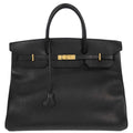 Hermes Birkin Handbag Black Ardennes With Gold Hardware Black Leather Handbag ( )