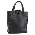 Valentino Garavani Rockstud Tote Rigid Leather Black Leather Handbag (Authentic  )